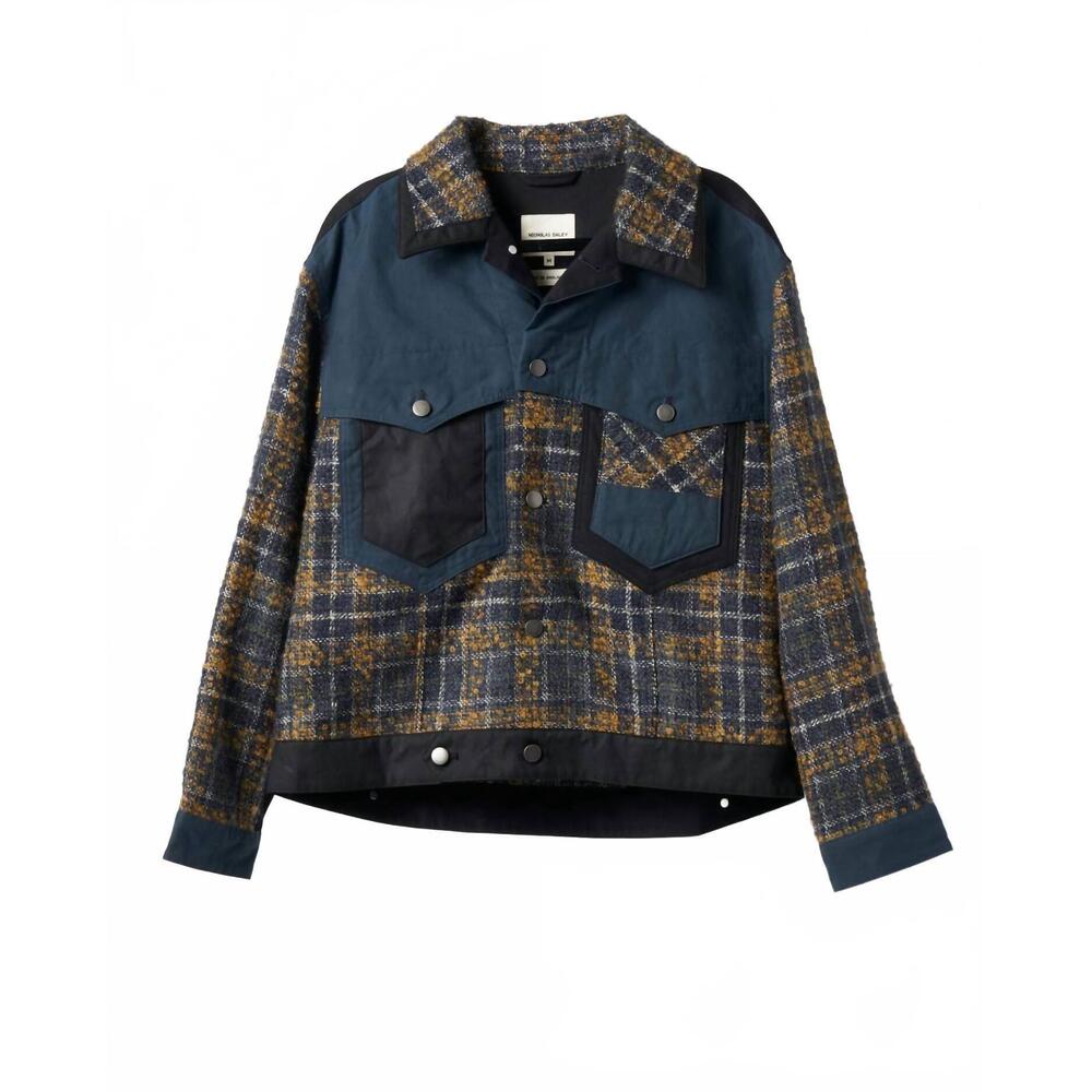 NEW NICHOLAS DALEY men's stone jacket in turmeric/navy check